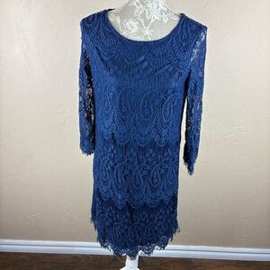 Charlotte Russe Blue Crochet Lace Pullover Women’s size Large